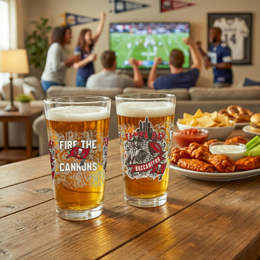 Team Sports America Signature - Tampa Bay Buccaneers 16oz Glass pint, Set of 2