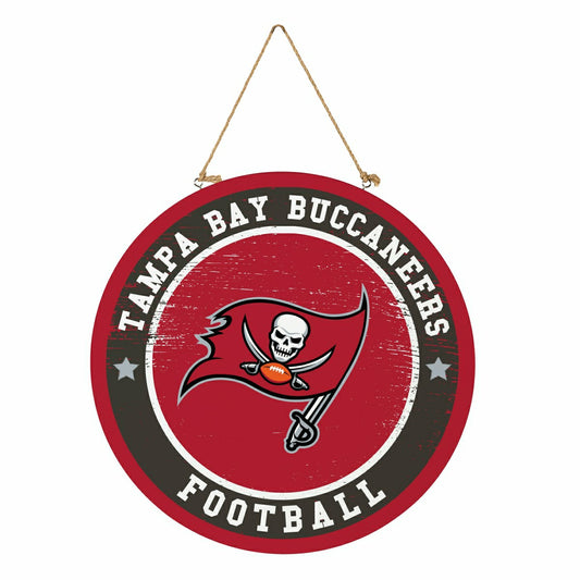 Team Sports America Trending - Tampa Bay Buccaneers Round Door Décor with Hanging Rope, 18x18