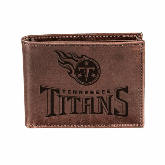 Team Sports America Exclusive - Tennessee Titans, Bi-Fold Wallet, Brown, CH, 100% Genuine Leather