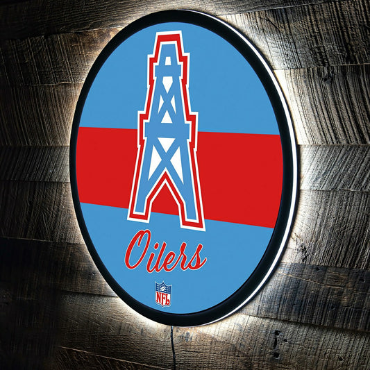 Team Sports America Essential - Tennessee Titans NFL Football Large Round Vintage Edgelite LED Decor