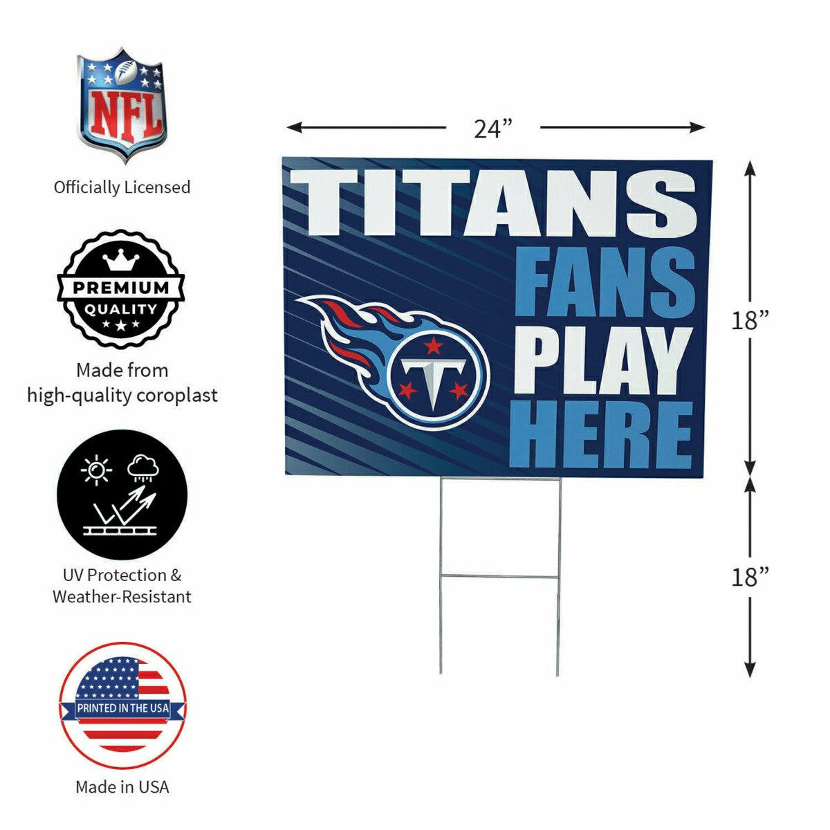 Team Sports America Trending - Tennessee Titans Coroplast Yard Sign "Fans Play Here"