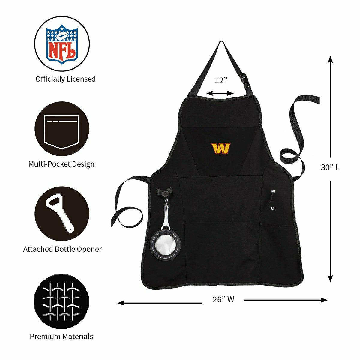 Team Sports America Recommended - Grill Apron, Black, Washington Commanders