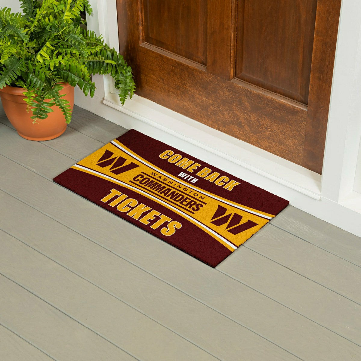 Team Sports America Essential - 28" x 16" PVC Trapper Mat, Come Back with Tickets, Washington Commande