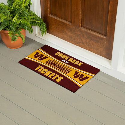 Team Sports America Essential - 28" x 16" PVC Trapper Mat, Come Back with Tickets, Washington Commande