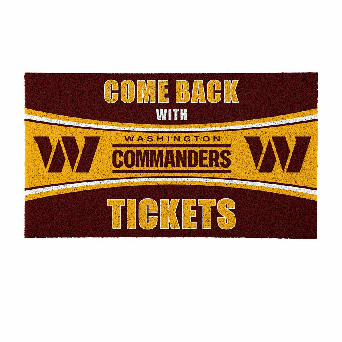 Team Sports America Essential - 28" x 16" PVC Trapper Mat, Come Back with Tickets, Washington Commande