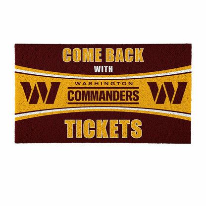 Team Sports America Essential - 28" x 16" PVC Trapper Mat, Come Back with Tickets, Washington Commande