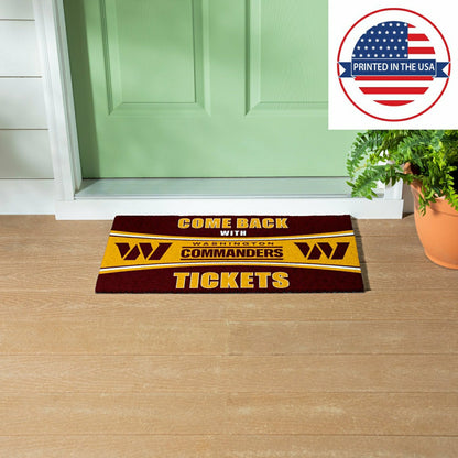 Team Sports America Essential - 28" x 16" PVC Trapper Mat, Come Back with Tickets, Washington Commande