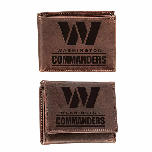 Team Sports America Signature - Washington Commanders, Bi-Fold and Tri-Fold Wallet Gift Set, Brown
