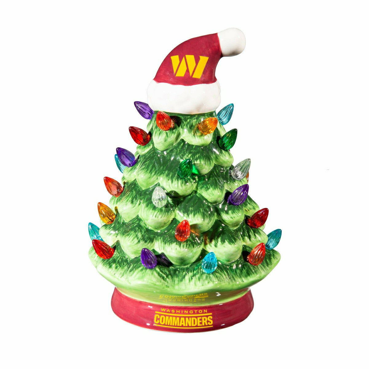 Team Sports America Essential - 8" LED Ceramic Christmas Tree, Washington Commanders
