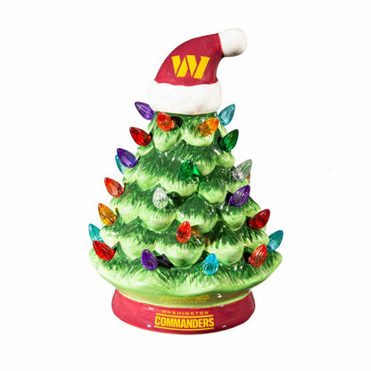 Team Sports America Essential - 8" LED Ceramic Christmas Tree, Washington Commanders