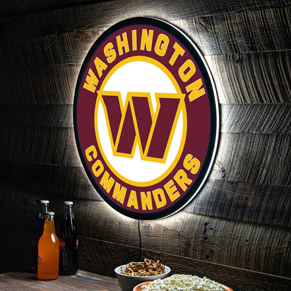 Team Sports America Value - LED Wall Decor, Round, Washington Commanders