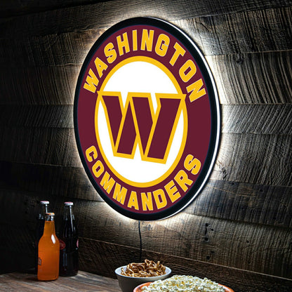 Team Sports America Value - LED Wall Decor, Round, Washington Commanders