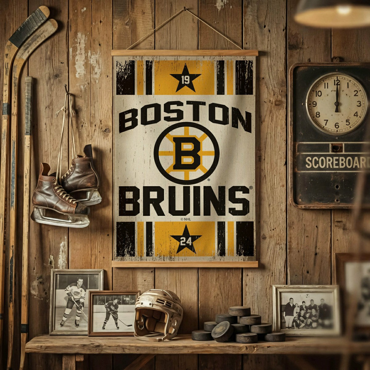 Team Sports America Classic - Boston Bruins, Canvas Wall Tapestry, Medium, 36x24