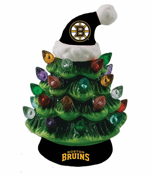 Team Sports America Exclusive - Boston Bruins 4" Mini LED Tabletop Christmas Tree, Set of 2