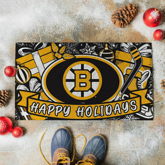 Team Sports America Signature - Boston Bruins Holiday PVC Mat, 28"x16"