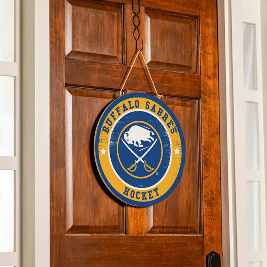 Team Sports America Trending - Buffalo Sabres Round Door Décor with Hanging Rope, 18x18