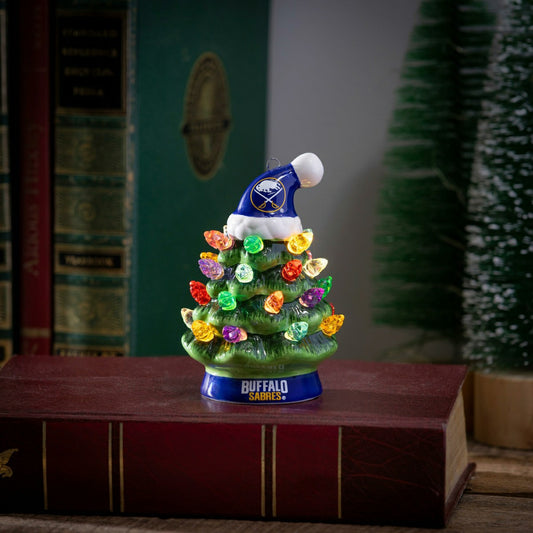 Team Sports America Everyday - 4" Mini LED Tabletop Christmas Tree, Set of 2, Buffalo Sabres