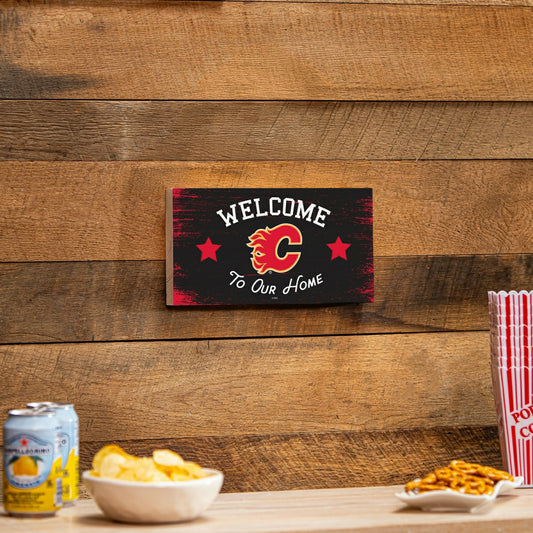 Team Sports America Exclusive - Calgary Flames Wood Wall Sign, 6x11