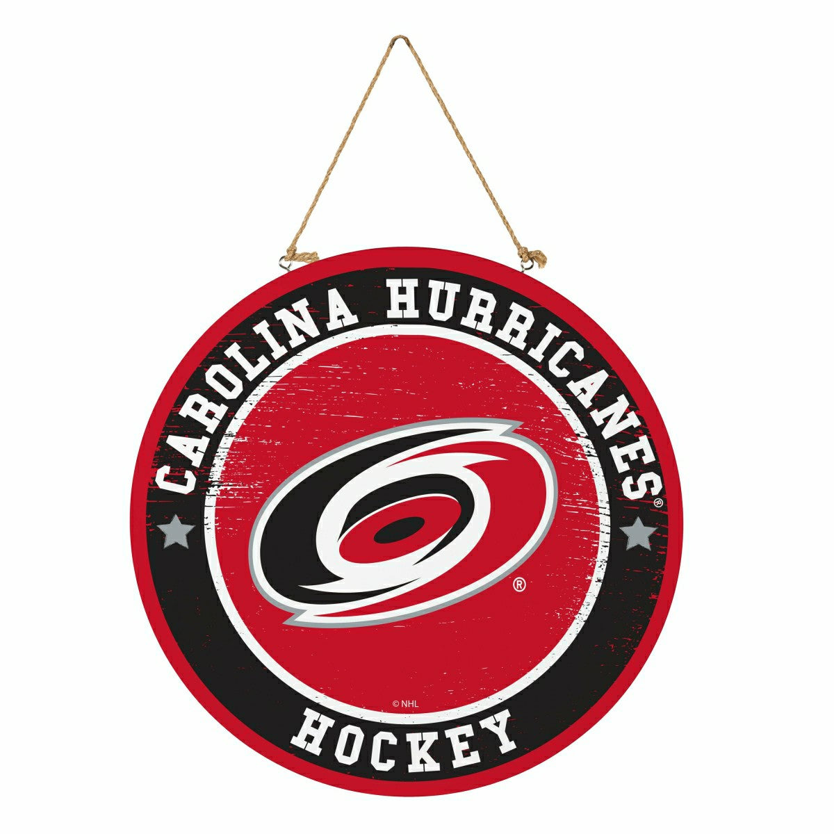 Team Sports America Classic - Carolina Hurricanes Round Door Décor with Hanging Rope, 18x18