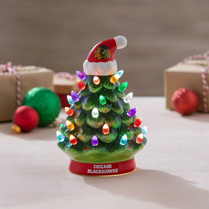Team Sports America Everyday - 8" LED Ceramic Christmas Tree, Chicago Blackhawks