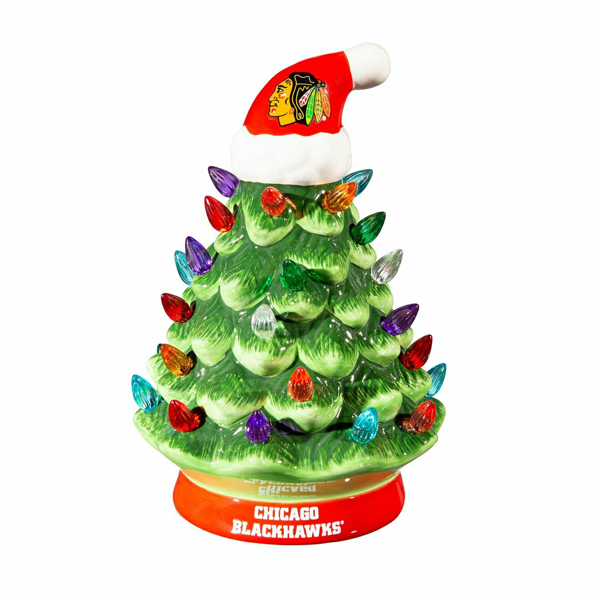 Team Sports America Everyday - 8" LED Ceramic Christmas Tree, Chicago Blackhawks