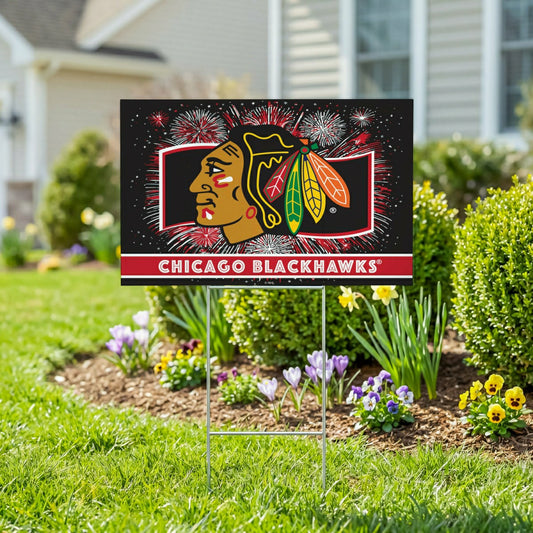 Team Sports America Recommended - Chicago Blackhawks Yard Sign, Patriotic