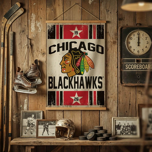 Team Sports America Exclusive - Chicago Blackhawks, Canvas Wall Tapestry, Medium, 36x24