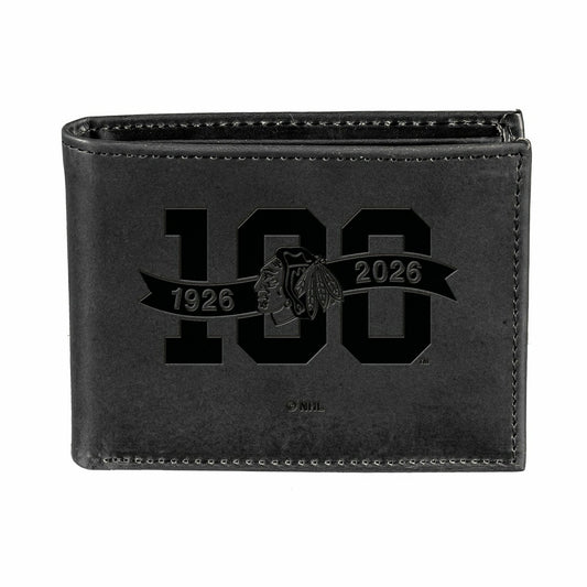 Team Sports America Everyday - Chicago Blackhawks, 100 Anniversary Wallet, Bi-fold, Black