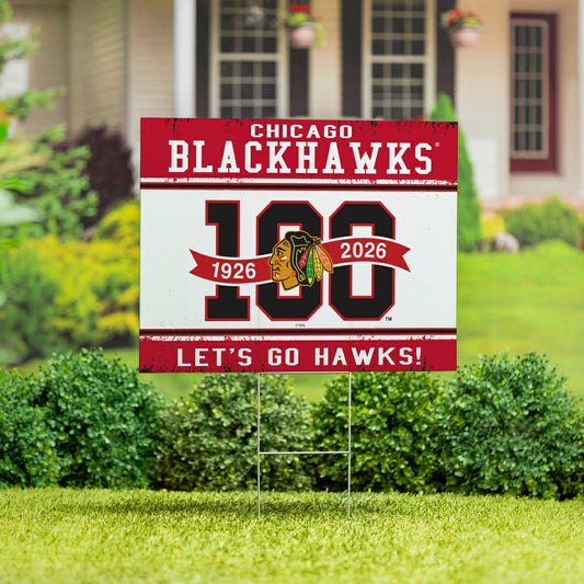 Team Sports America Best Seller - Chicago Blackhawks, 100 Anniversary Cororplast Yard Sign