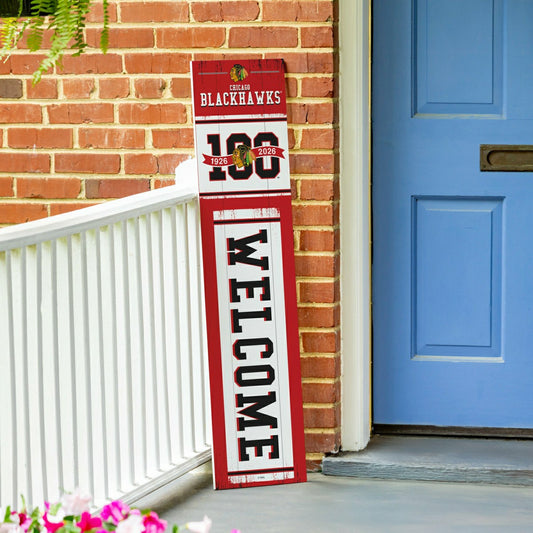 Team Sports America Signature - Chicago Blackhawks, 100 Anniversary Porch Leaner, 46"