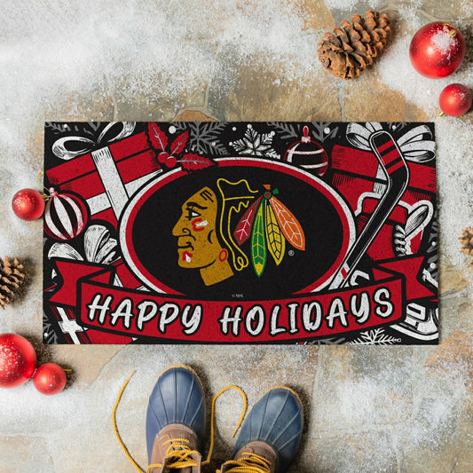 Team Sports America Trending - Chicago Blackhawks Holiday PVC Mat, 28"x16"