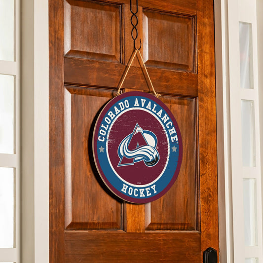 Team Sports America Everyday - Colorado Avalanche Round Door Décor with Hanging Rope, 18x18