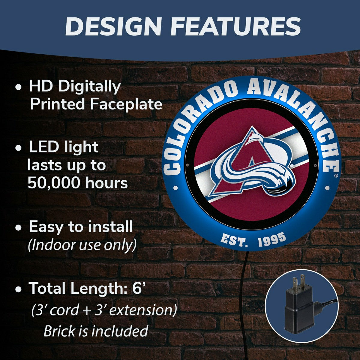 Team Sports America Trending - Colorado Avalanche, Metal Lite, Round