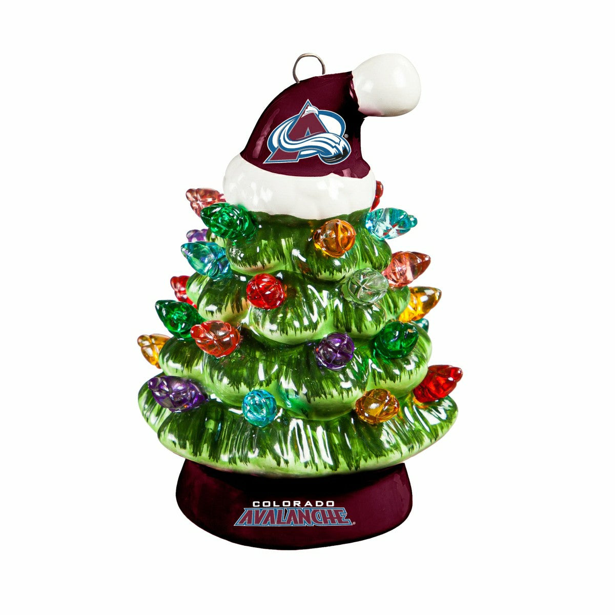 Team Sports America Classic - 4" Mini LED Tabletop Christmas Tree, Set of 2, Colorado Avalanche