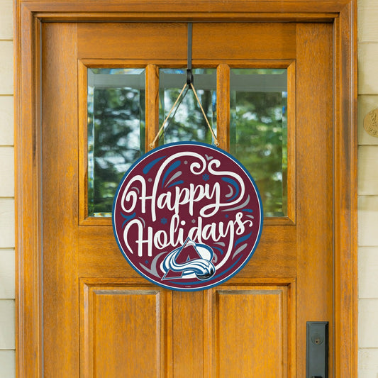 Team Sports America Everyday - Colorado Avalanche Holiday Round Door Décor with Hanging Rope, 18x18