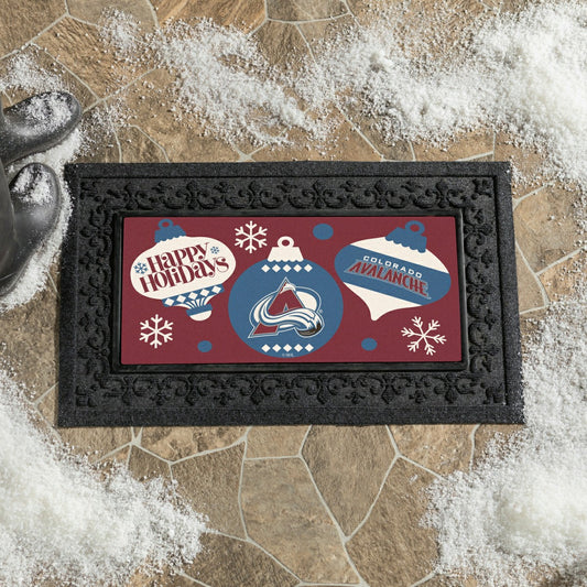 Team Sports America Trending - Colorado Avalanche Holiday Flocked Coir Sassafras Switch Mat, 22"x10"