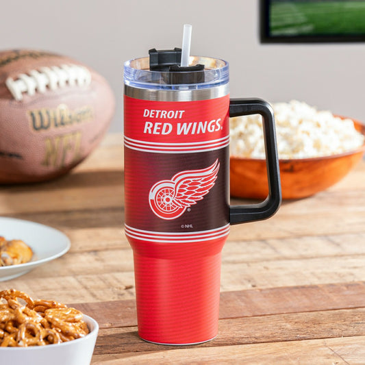 Team Sports America Everyday - 40oz Stainless Steel Canyon Cup w/ Straw, Detroit Red Wings