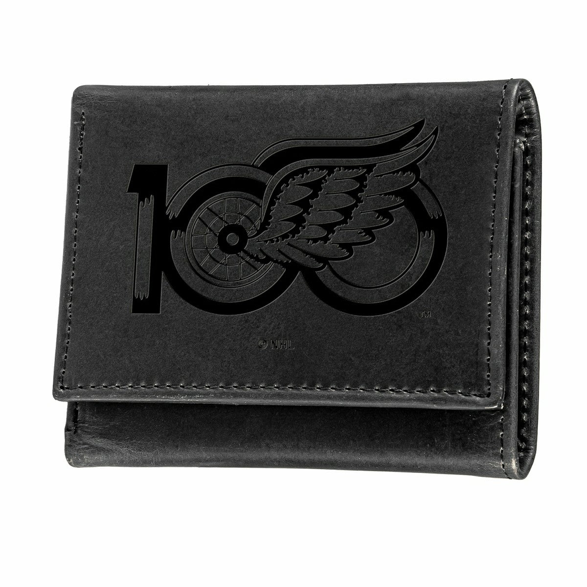 Team Sports America Essential - Detroit Red Wings, 100 Anniversary Wallet, Tri-fold, Black