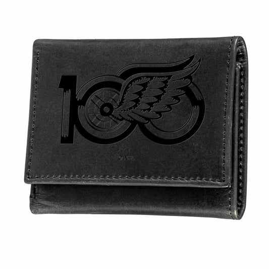 Team Sports America Essential - Detroit Red Wings, 100 Anniversary Wallet, Tri-fold, Black
