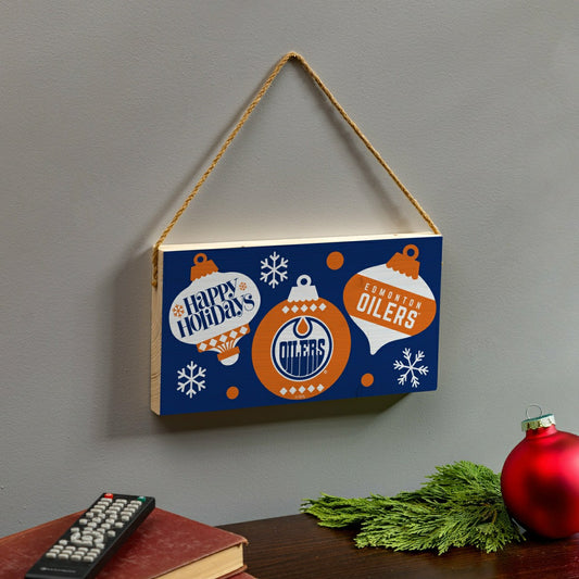 Team Sports America Trending - Edmonton Oilers Holiday Wood Wall Sign, 6x11