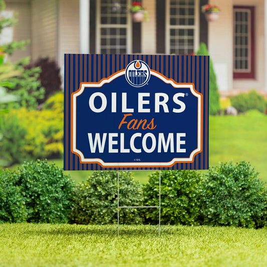 Team Sports America Essential - Edmonton Oilers Coroplast Yard Sign, "Fans Welcome"