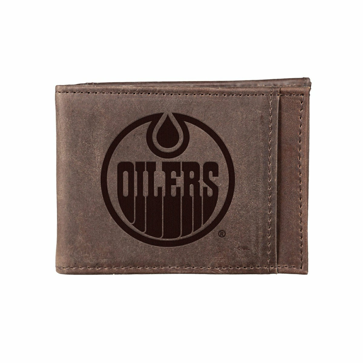 Team Sports America Trending - Front Pocket Wallet w/ RFID Blocking, Edmonton Oilers, Brown