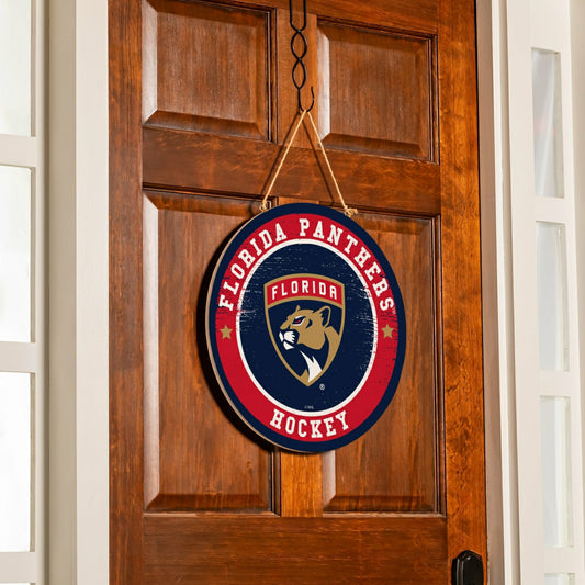 Team Sports America Best Seller - Florida Panthers Round Door Décor with Hanging Rope, 18x18
