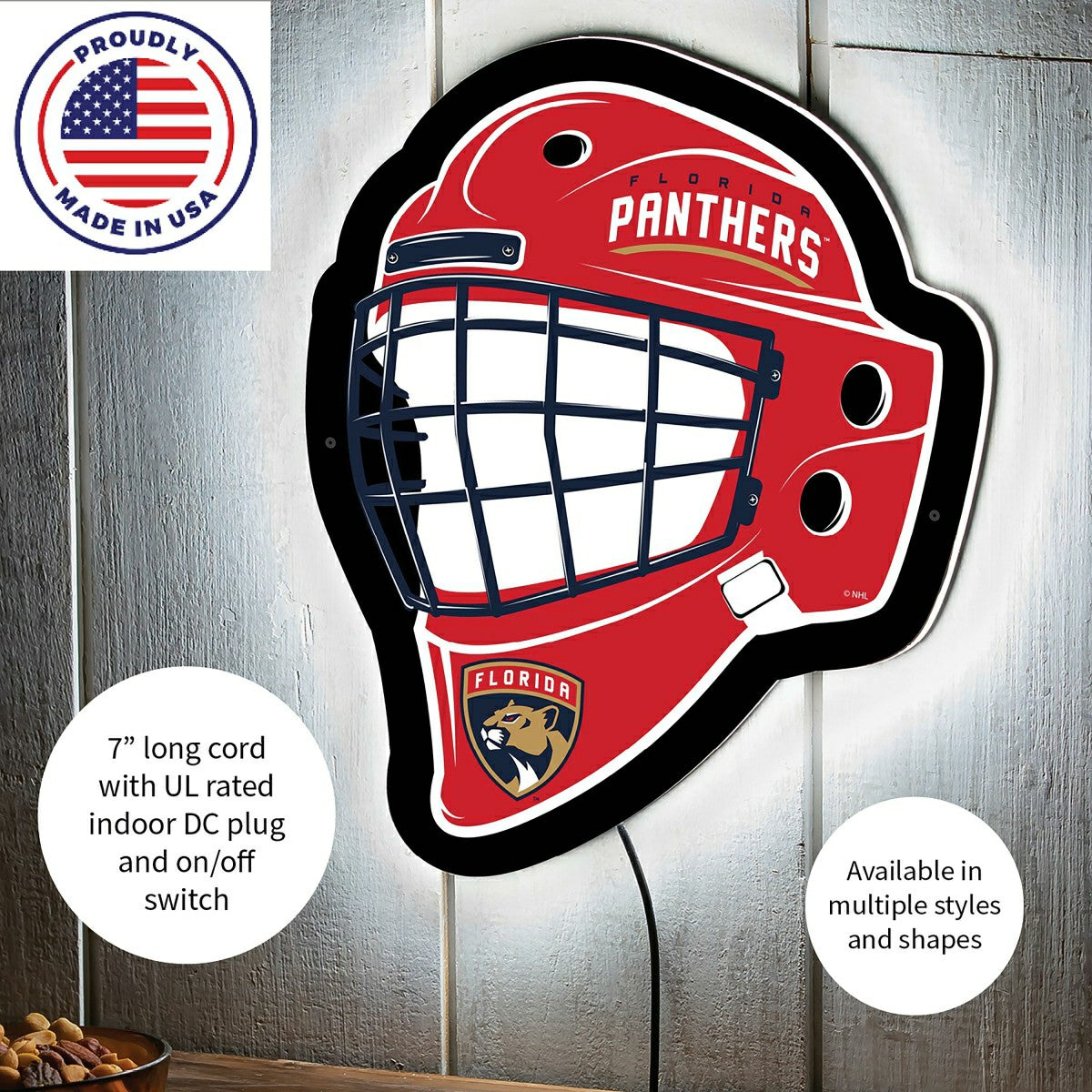 Team Sports America Recommended - LED Wall Decor, Helmet, Florida Panthers