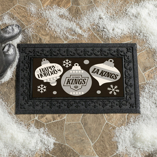 Team Sports America Exclusive - Los Angeles Kings Holiday Flocked Coir Sassafras Switch Mat, 22"x10"