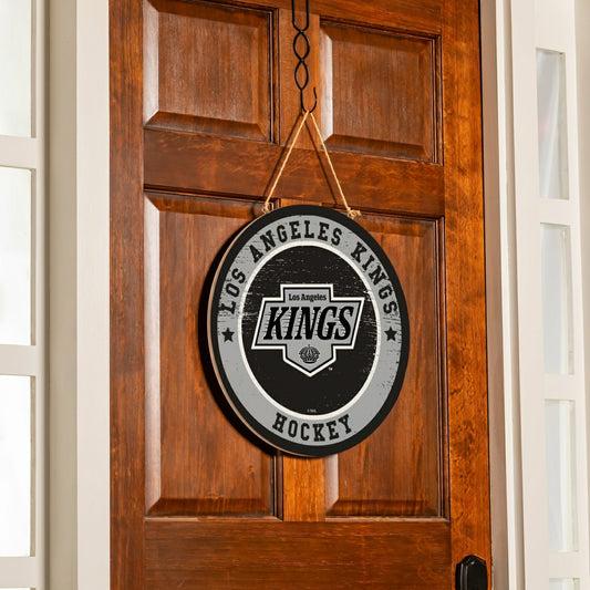 Team Sports America Essential - Los Angeles Kings Round Door Décor with Hanging Rope, 18x18