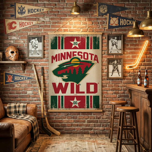 Team Sports America Classic - Minnesota Wild, Canvas Wall Tapestry, Large, 54x36