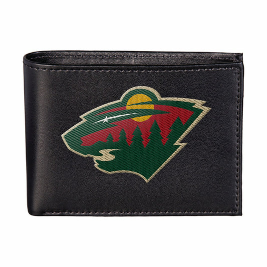Team Sports America Value - Minnesota Wild Black Bi-Fold Embroidered Wallet w/ RFID Blocking