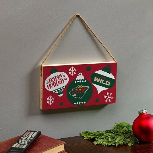 Team Sports America Best Seller - Minnesota Wild Holiday Wood Wall Sign, 6x11
