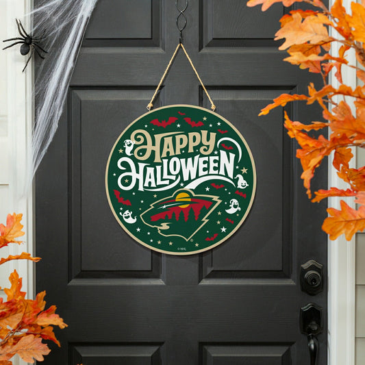 Team Sports America Classic - Minnesota Wild Halloween Round Door Décor with Hanging Rope, 18x18